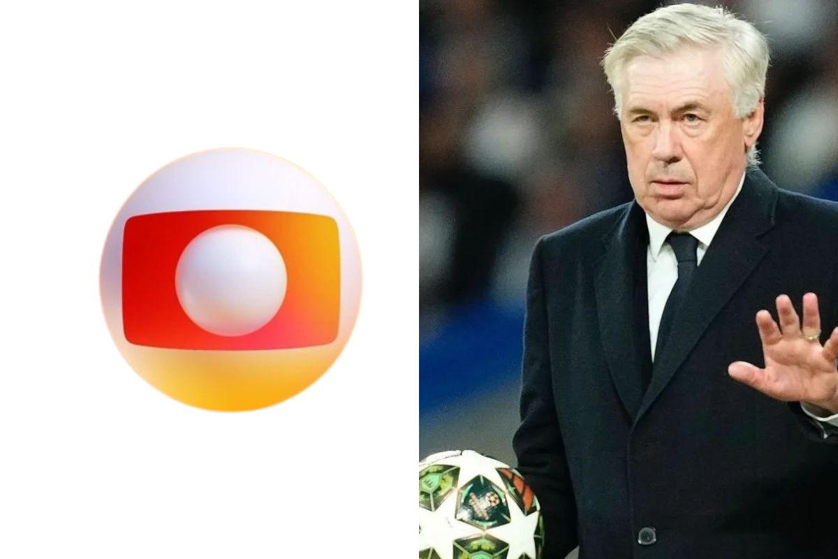 Logo da Globo ao lado do técnico da Seleção Brasileira