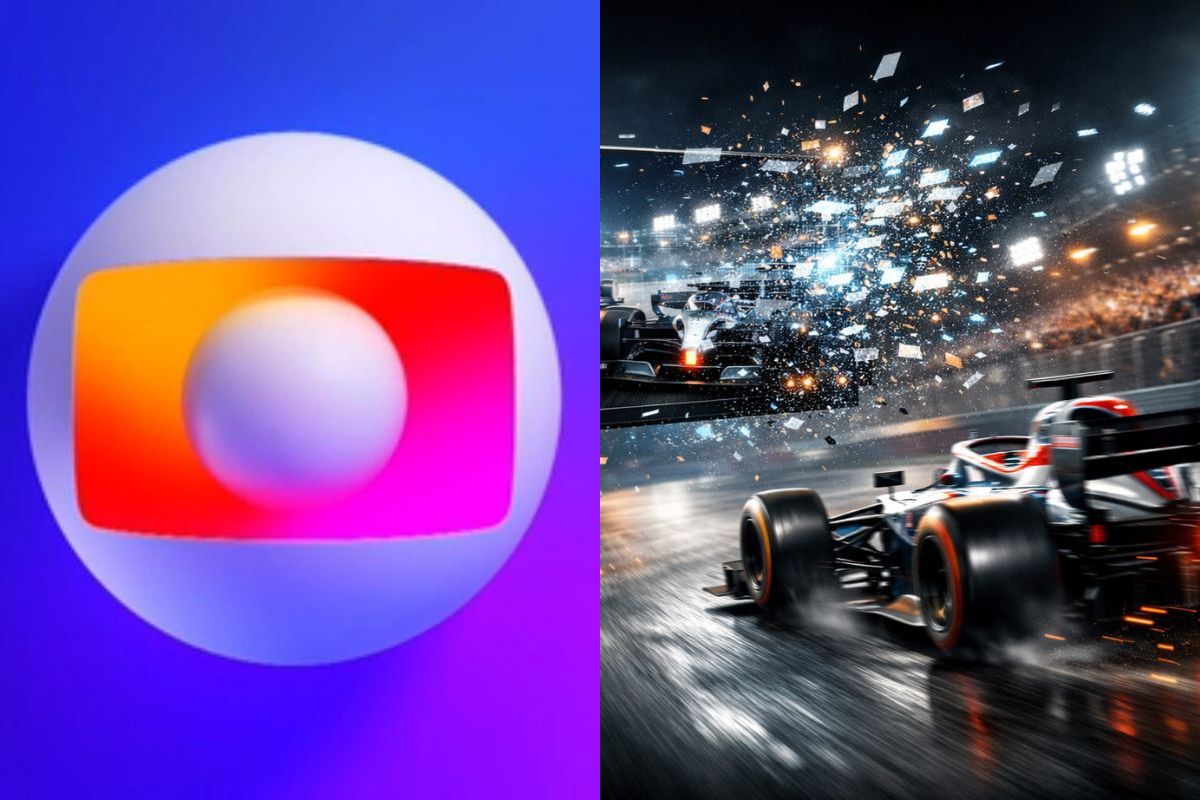 Logo da Globo ao lado de carro da F1