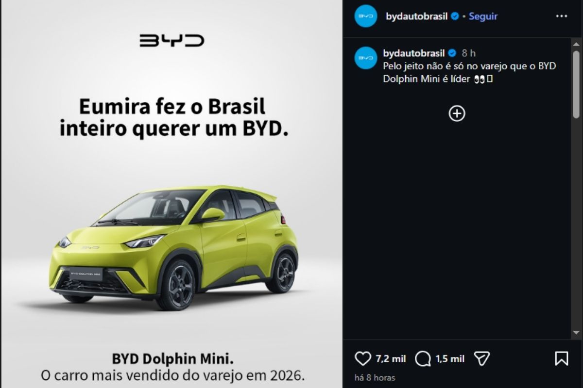 Postagem da BYD sobre o BBB 26