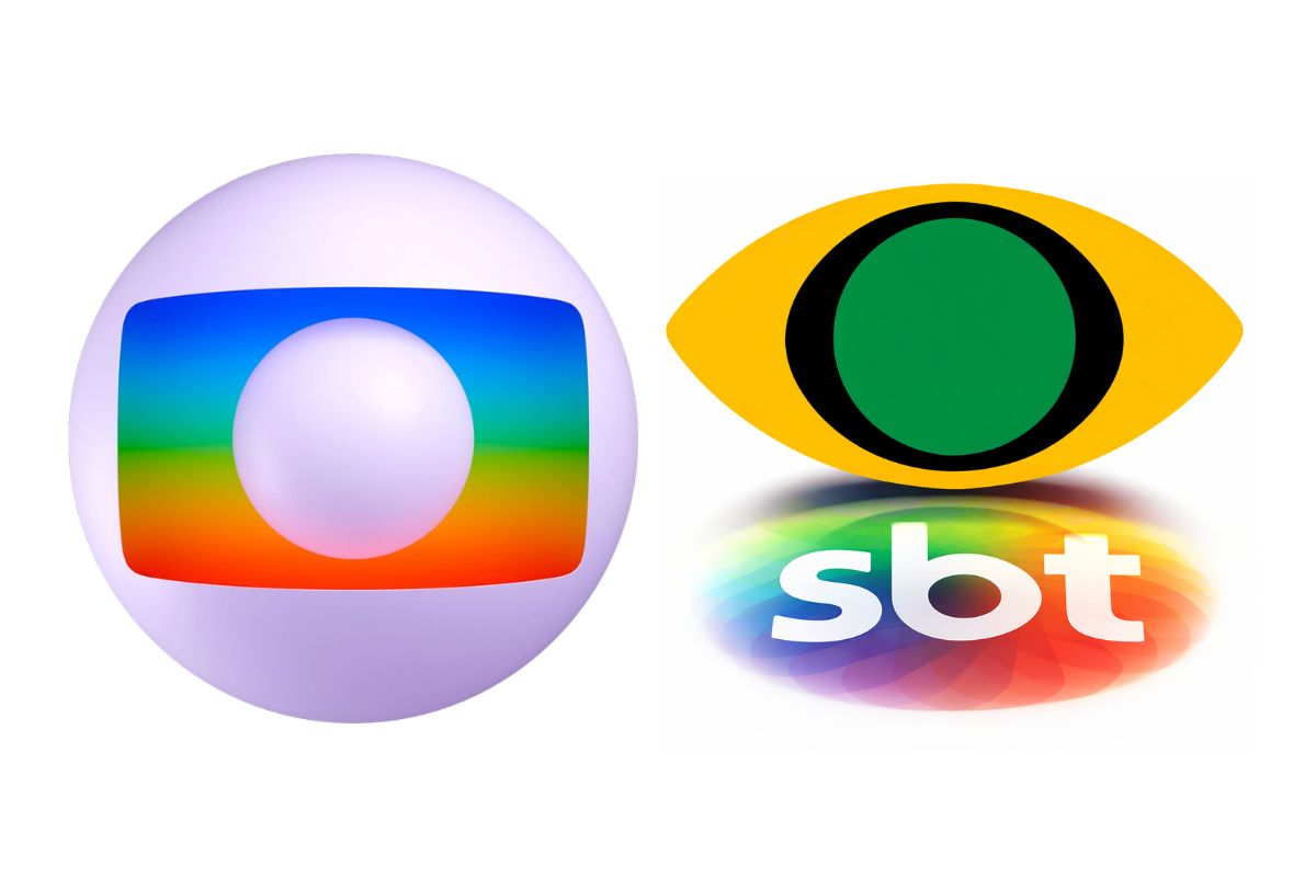 Globo ao lado da Band e SBT (Logos via montagem)
