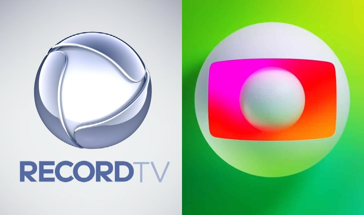 Logos da RecordTV e Rede Globo lado a lado, com o logo da RecordTV à esquerda e o logo da Globo à direita.