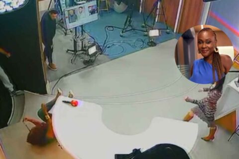 Jornalista sofre queda durante gravação na Band e câmera mostra tudo
