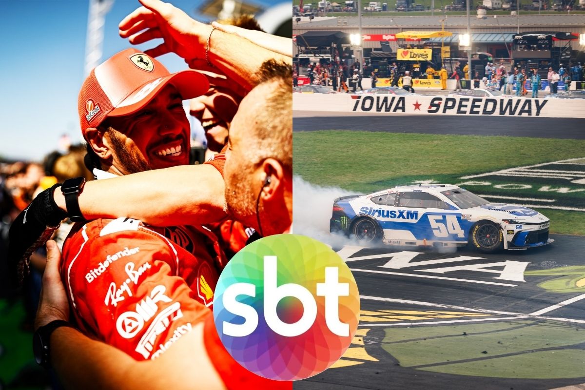 SBT aposta em transmissões esportivas de qualidade. (Imagem: Divulgação - SBT - Fórmula 1 - NASCAR / Montagem - RD1)
