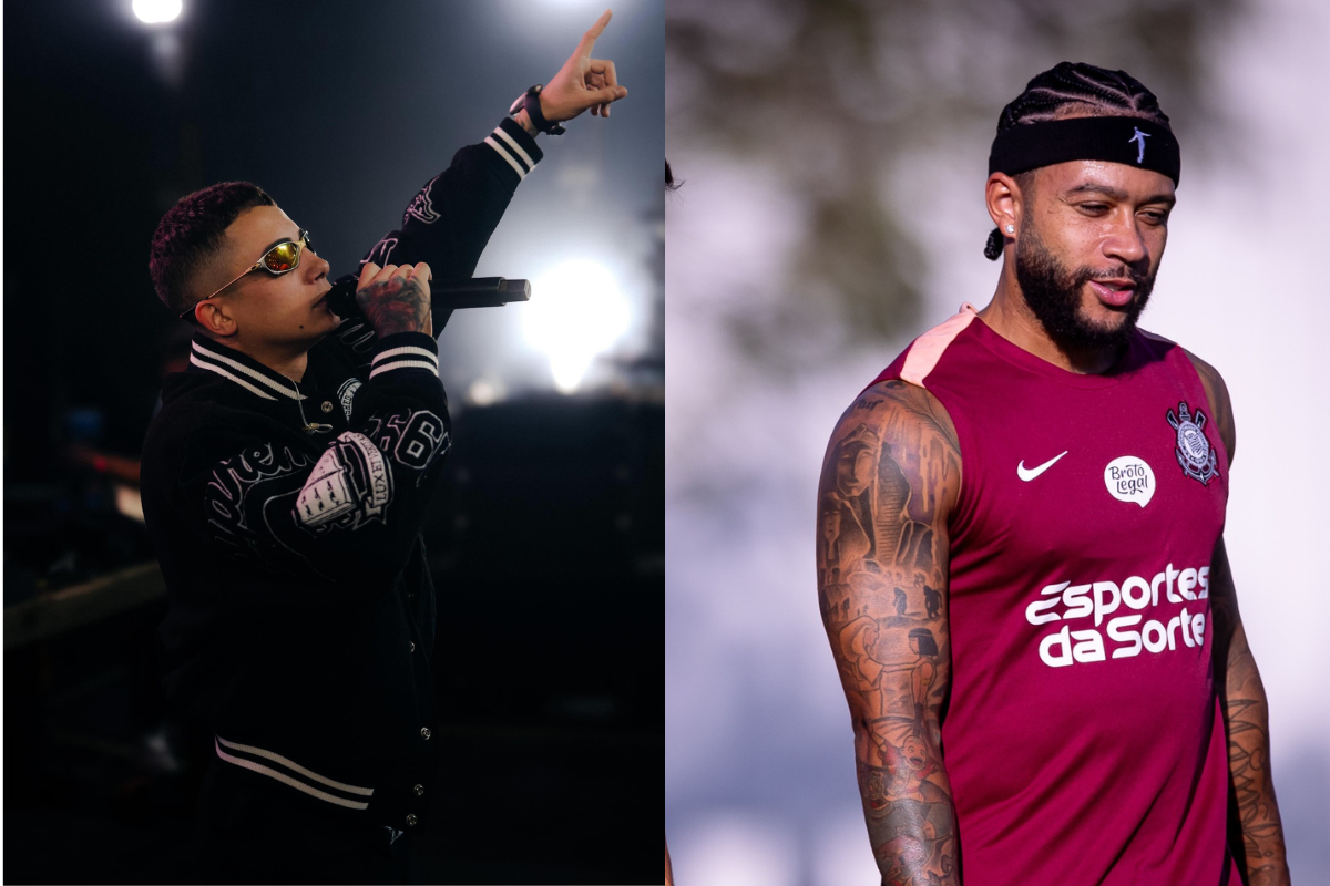 MC Hariel é torcedor do Corinthians e amigo de Memphis Depay. (Imagem: Instagram - MC Hariel / Rodrico Coca - Corinthians / Montagem - RD1)