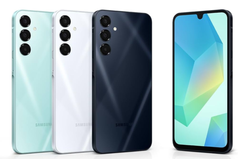 Quatro smartphones, Galaxy A16 5G, em cores diferentes