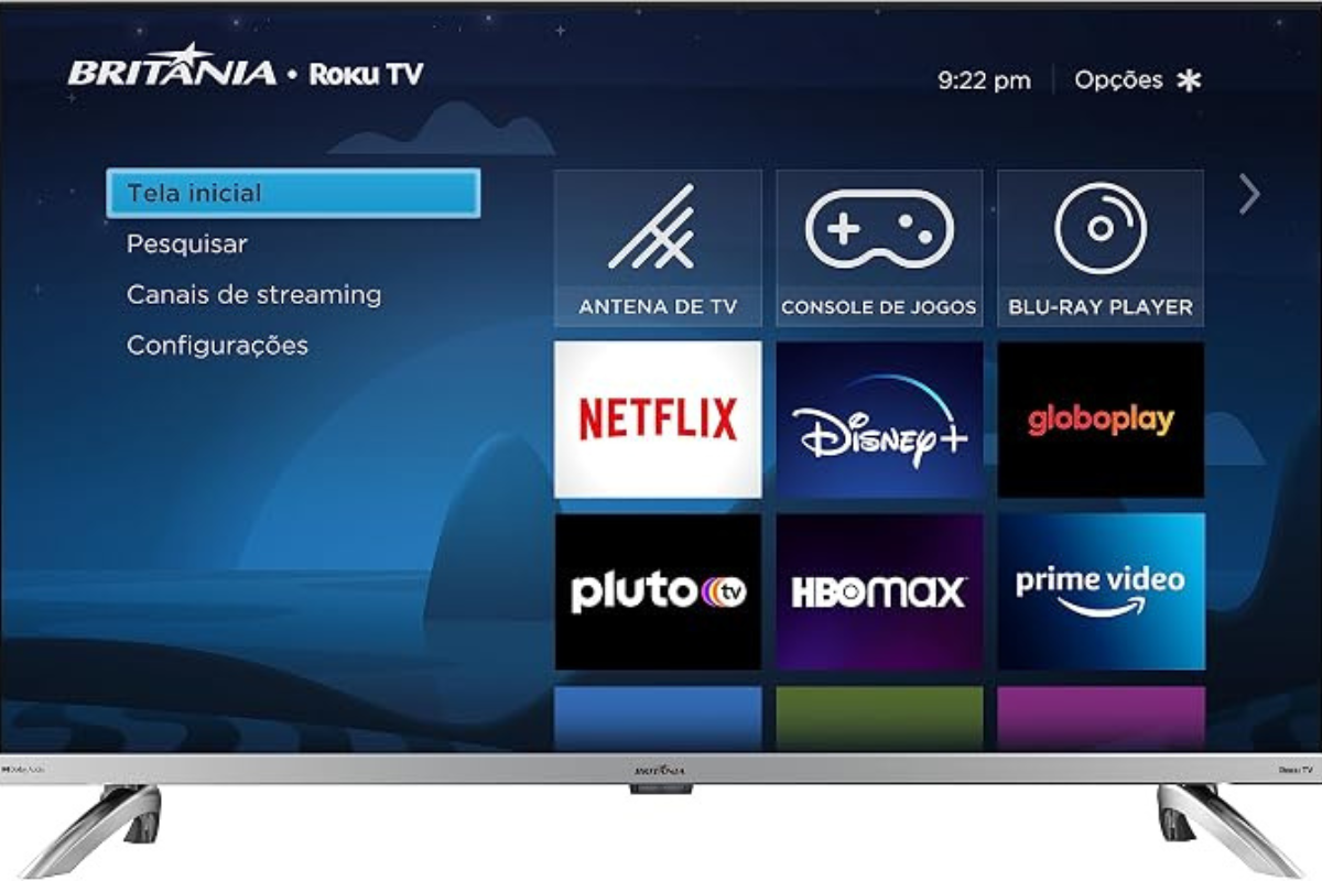 Smart TV Britânia na cor cinza