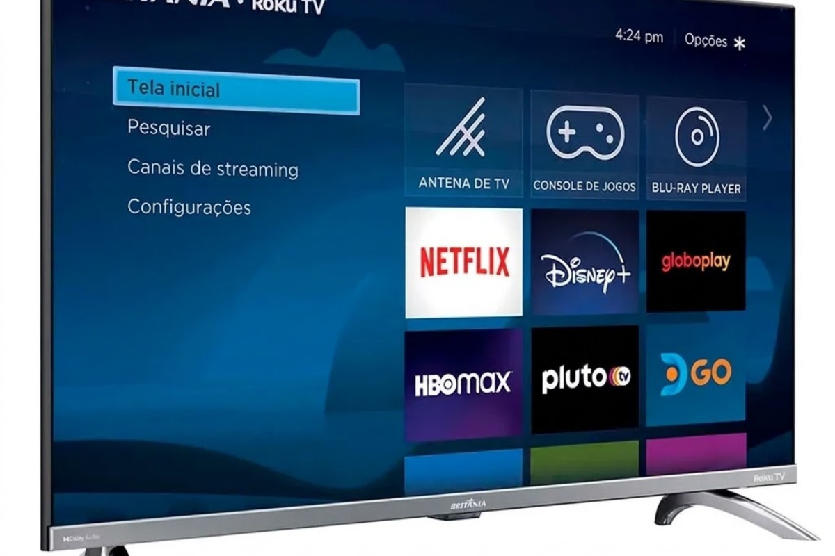 Smart TV Britânia com aplicativos na tela
