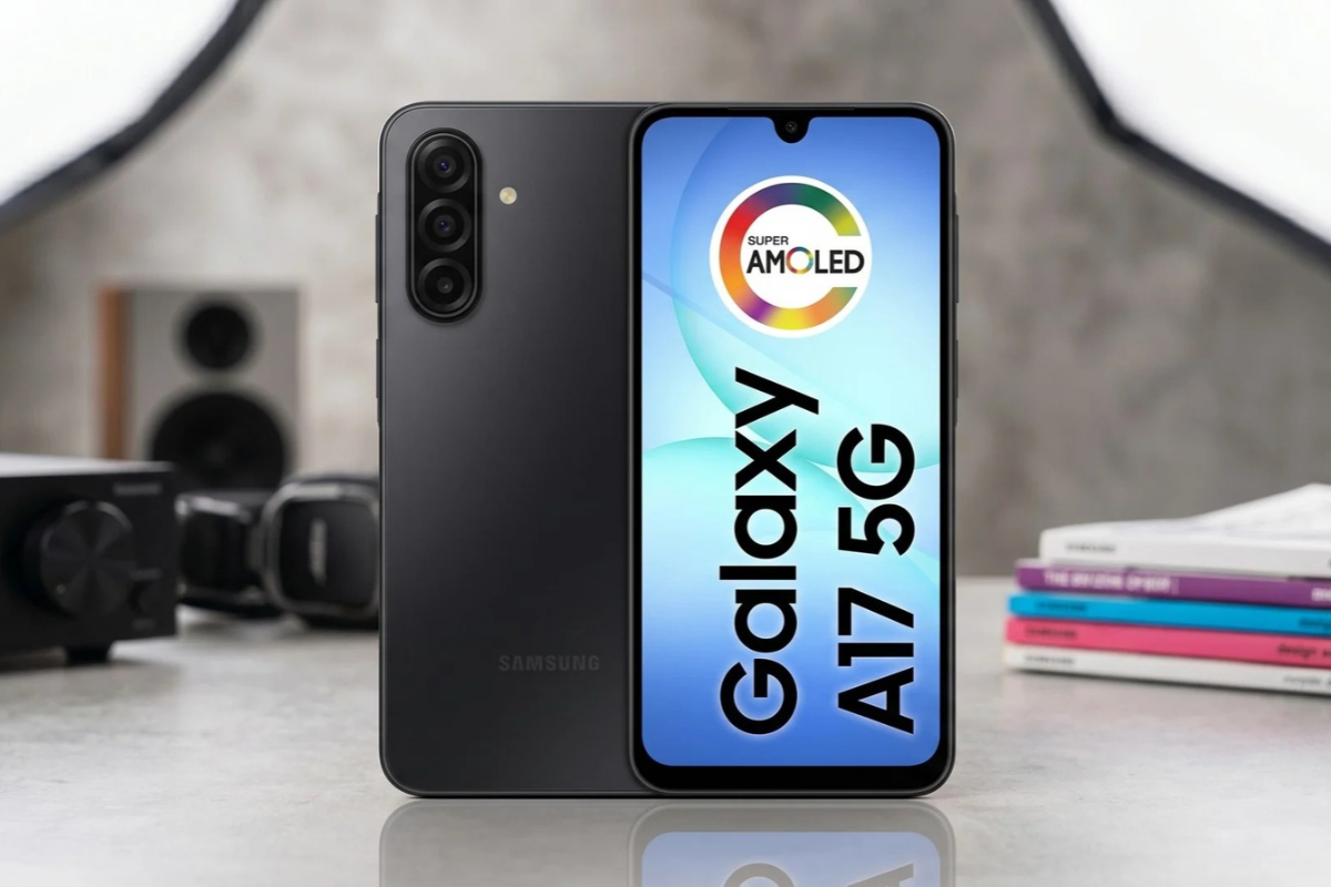Samsung Galaxy A17 com destaque para a tela inovadora